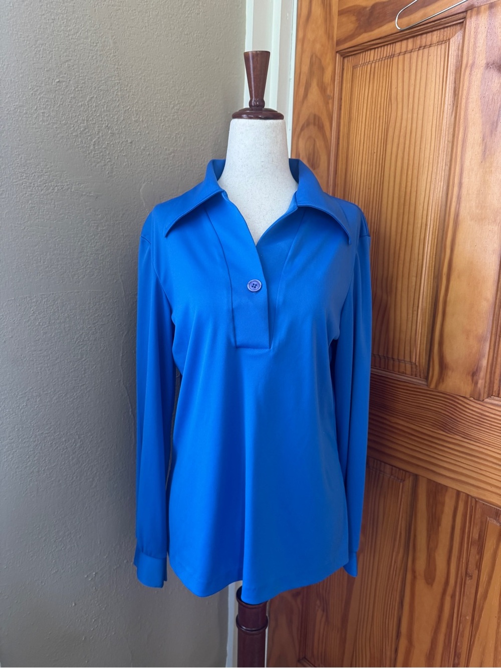 VTG Classic Blue Long-Sleeve Polo Top